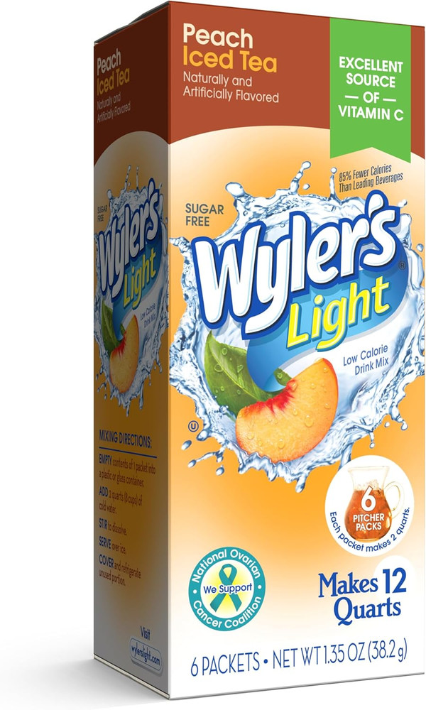 Pitcher Packs, Water Drink Mix,Peach Iced Tea,6 Pitcher Packets