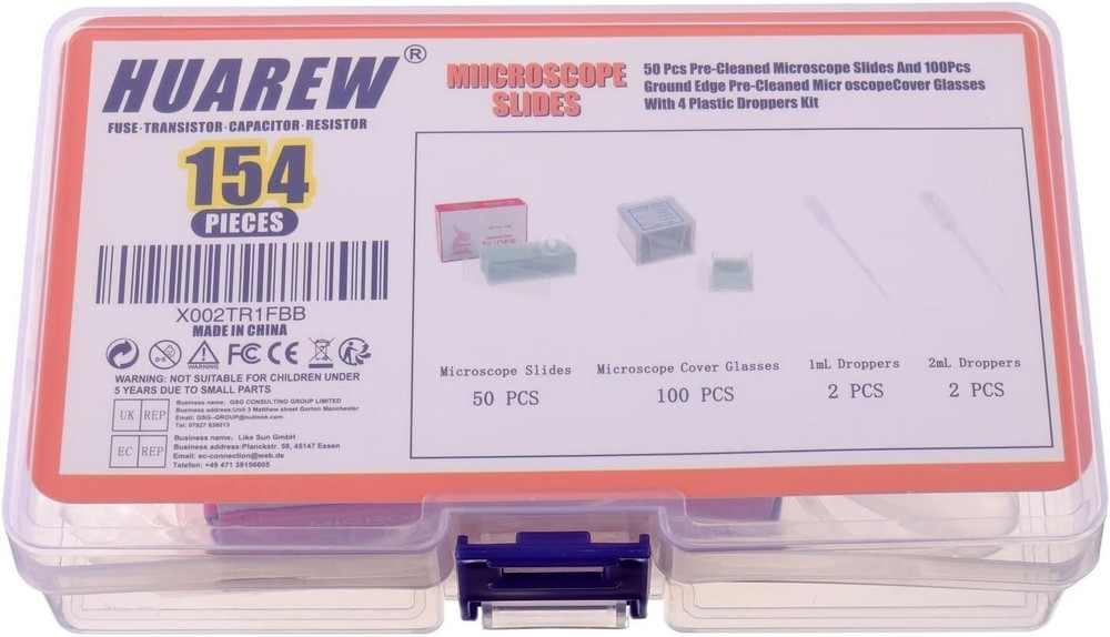 High-Quality Pre-Cleaned Microscope Slides and Cover Glasses Bundle with Drop...