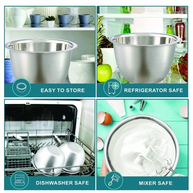 Mainstays SS 8QT Multi-Use Mixing Bowl for Prepping, Serving or Storage