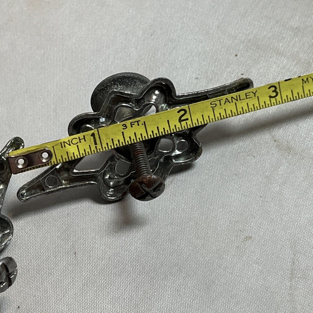 2 Mid Century Drawer Pulls MCM Silvertone