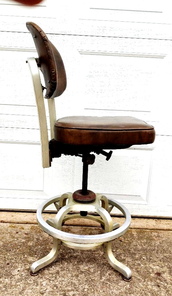 RARE TALL MACHINE AGE INDUSTRIAL ERA DRAFTING STOOL BY GOODFORM...