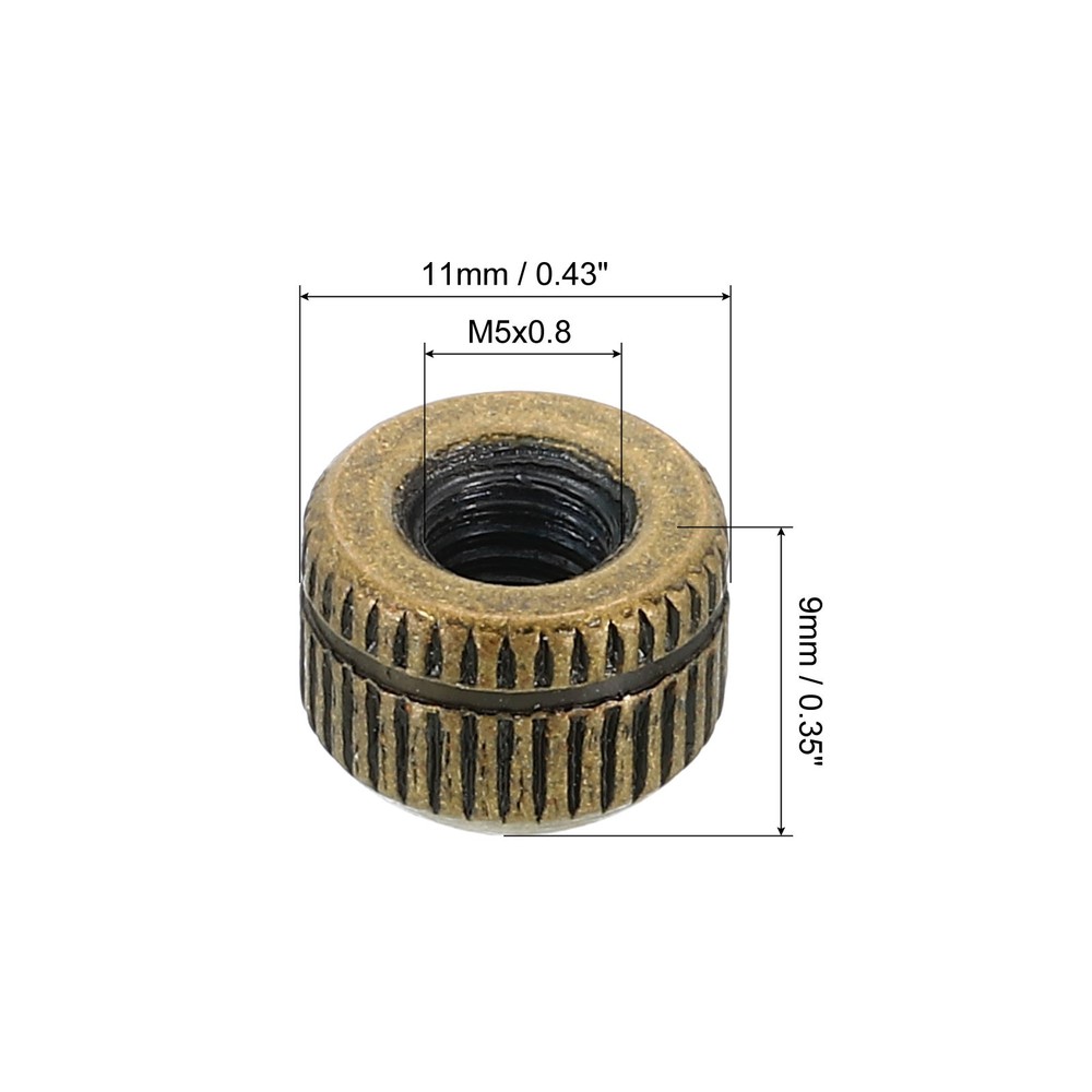 M5 Nut Hood, 25pcs Female Knurled Thread Bronze