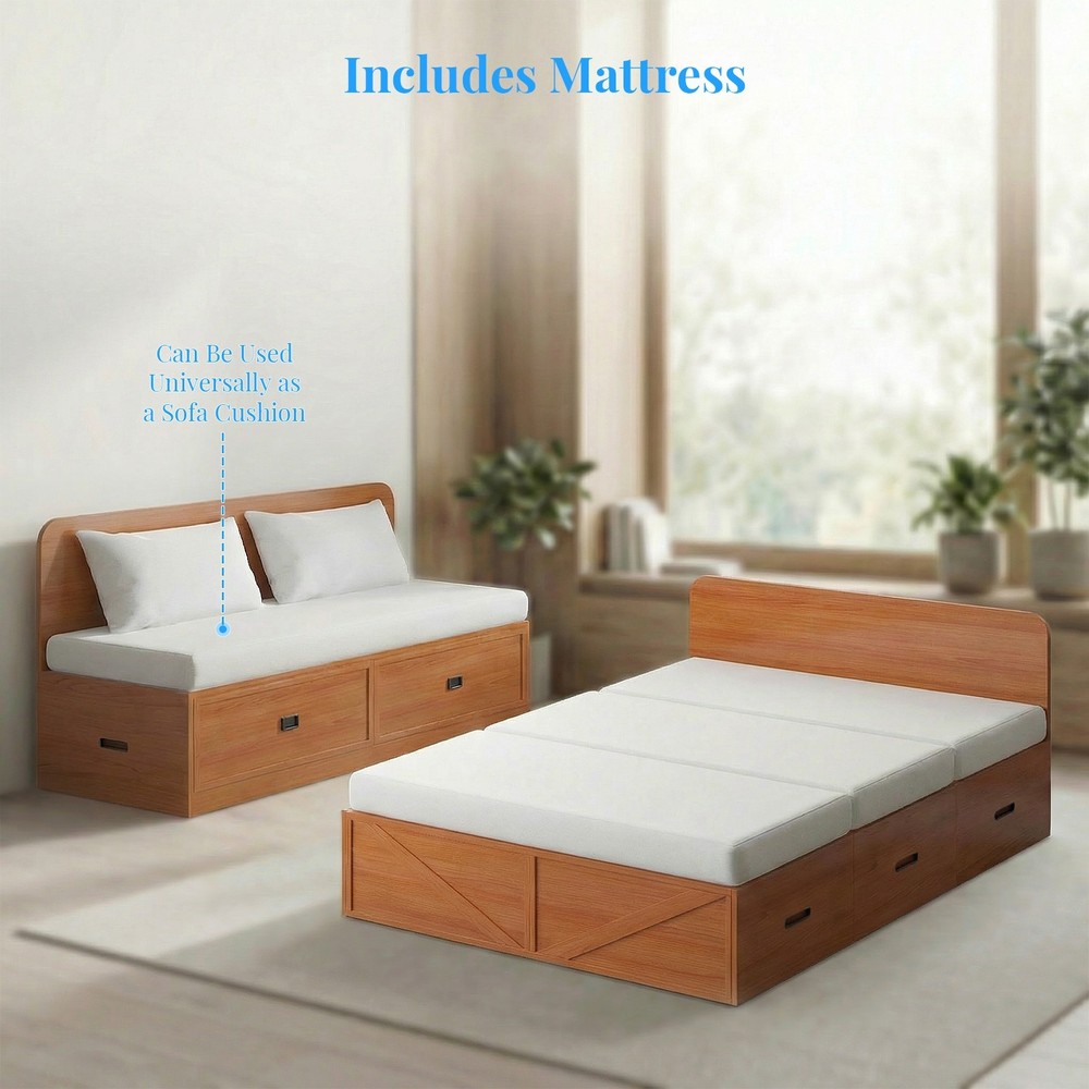 Zafly Queen Size Murphy Bed with Mattress, Convert Wall Bed to Modular Sofa Set