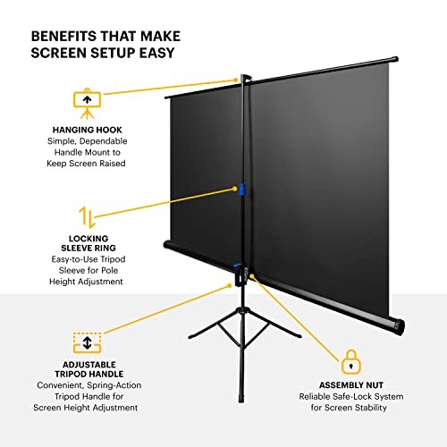 60 Inch Projector Screen with Stand | Pull Down Projection Backdrop for
