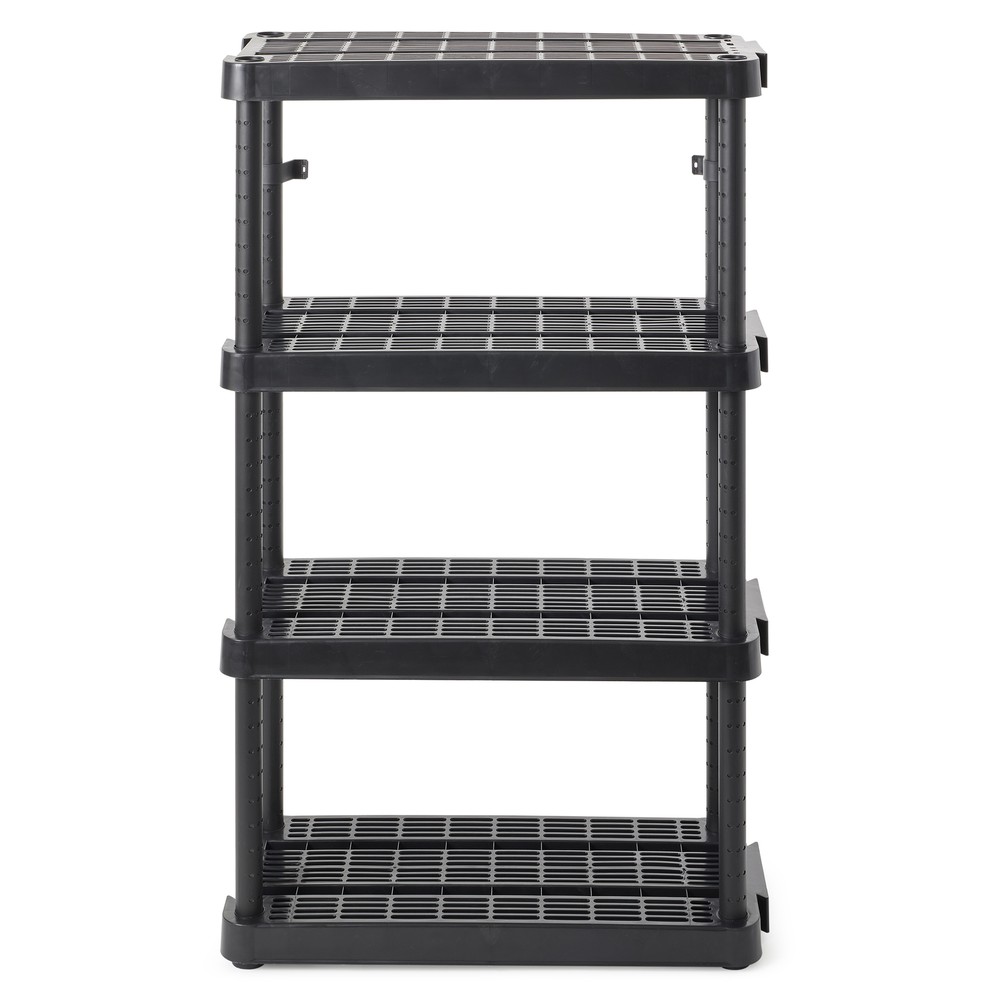 Gracious Living Medium Duty 4 Tier Ventilated Shelving Units, Black (2 Pack)