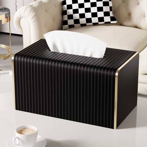 Extra Large Tissue Box Cover for Standard Size 180 Rectangle Extra Height Black