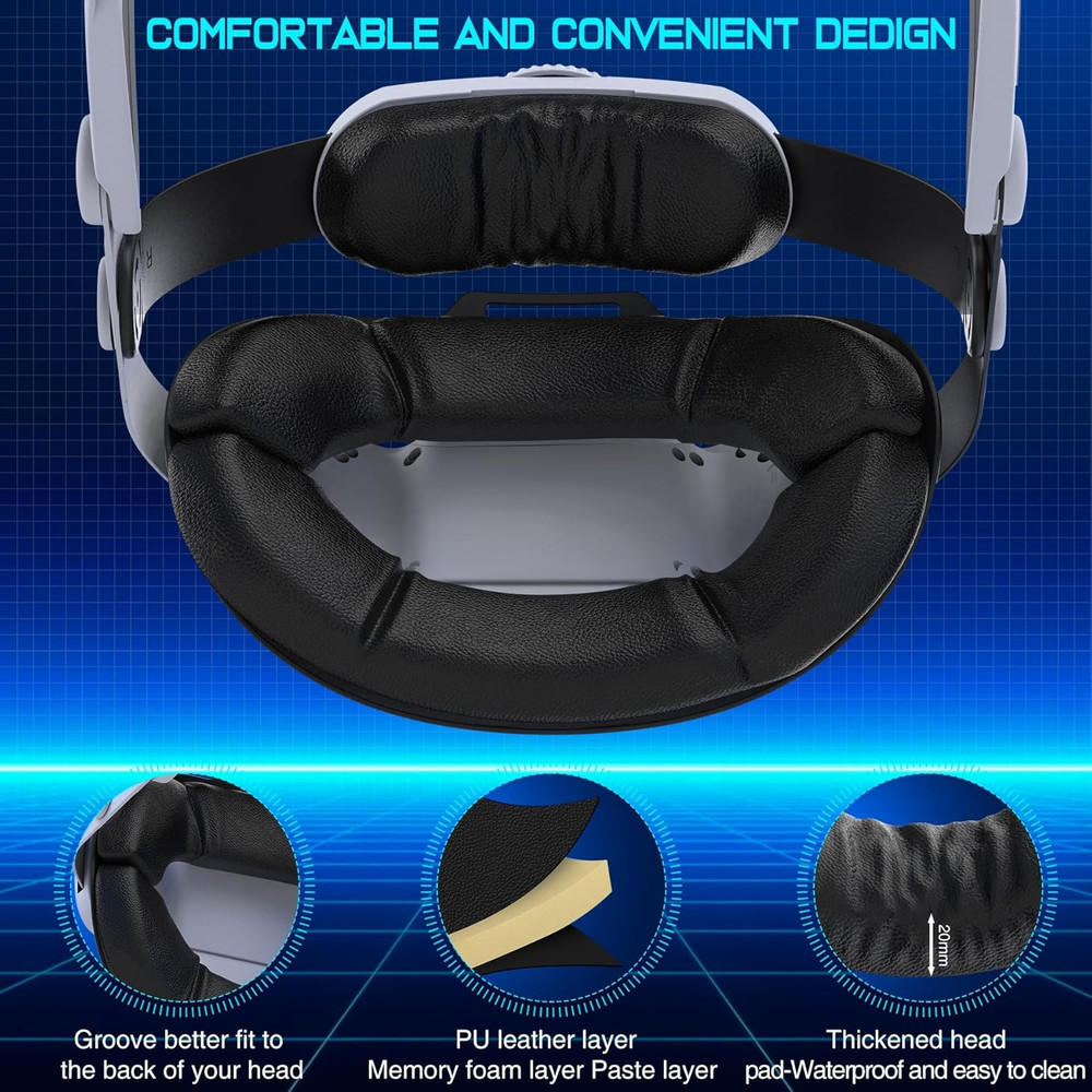 Head Strap for Quest 2/Quest 3/Quest 3S, Comfort Head Strap for Elite Strap Repl