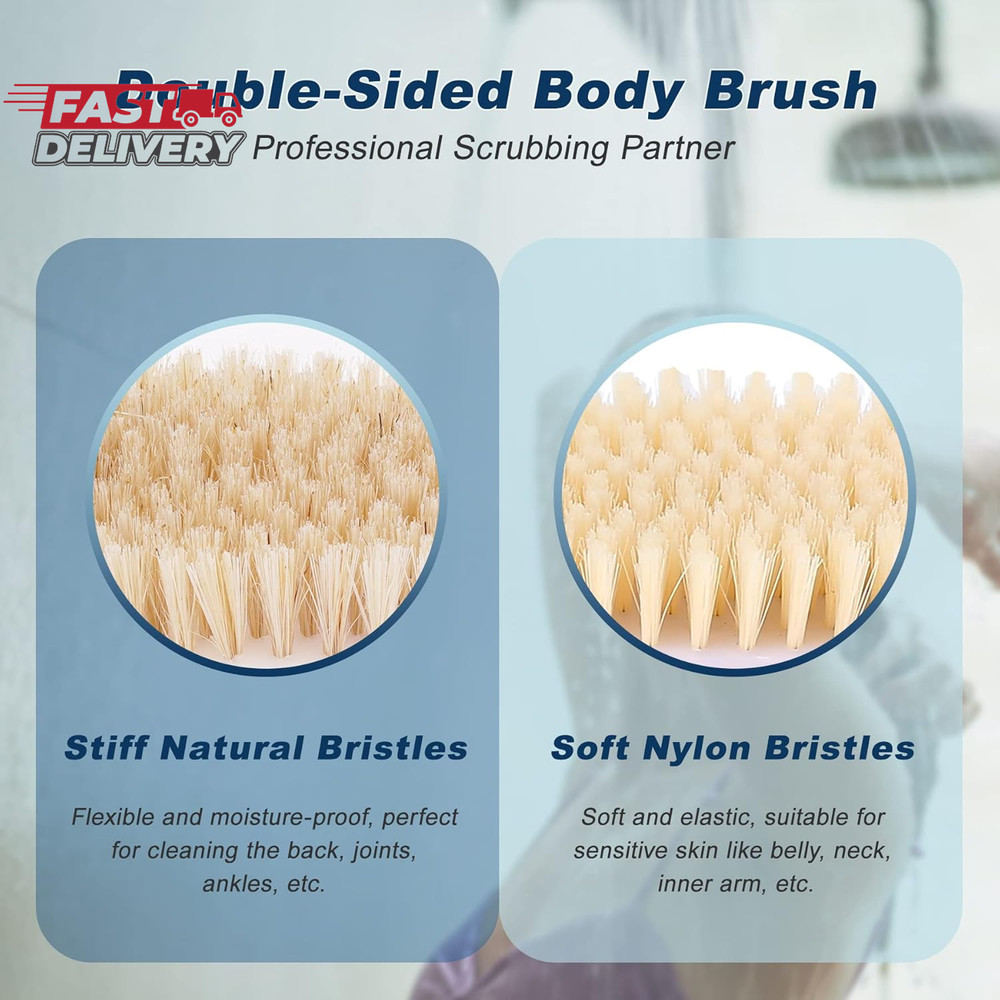 KIPRITII Ergonomically Back Scrubber for Shower,Double-Sided Back Long Handle We