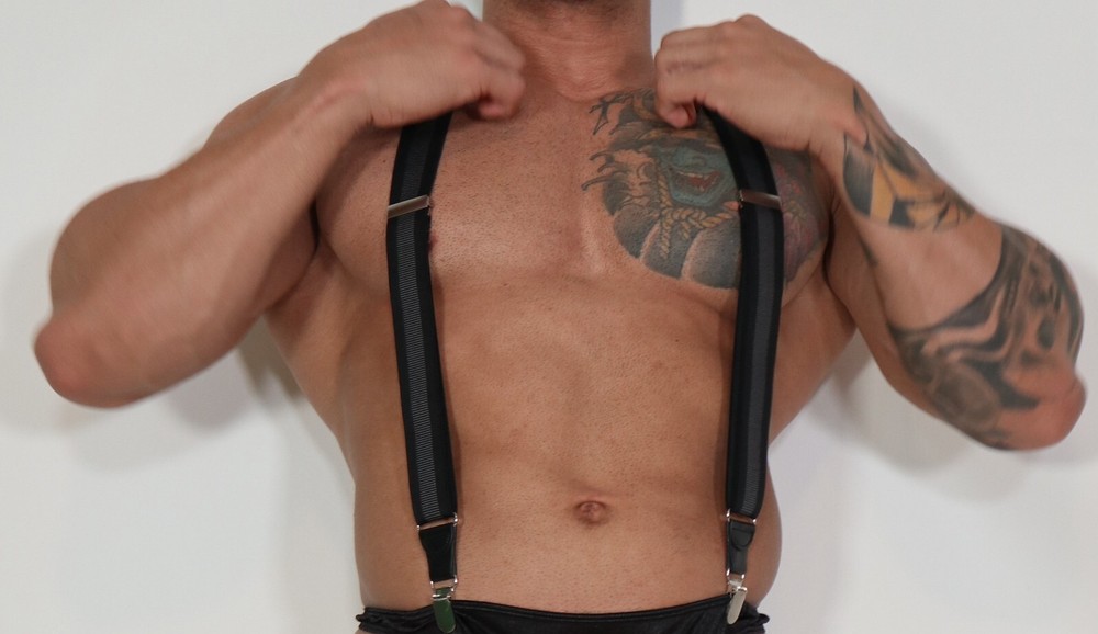 MEN'S BLACK/GRAY SUSPENDERS ONE SIZE