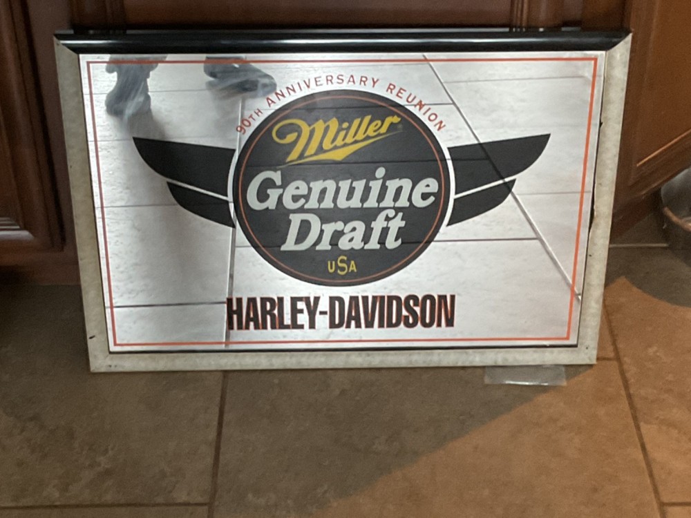 Miller genuine draft Harley Davidson advertising beer mirror