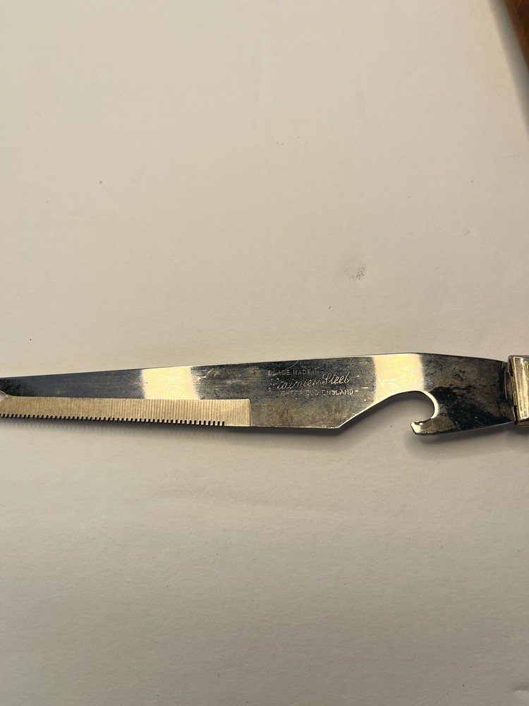 Vintage Sheffield Bakelite Handled Cheese Knife Fork End Stainless Steel Barware