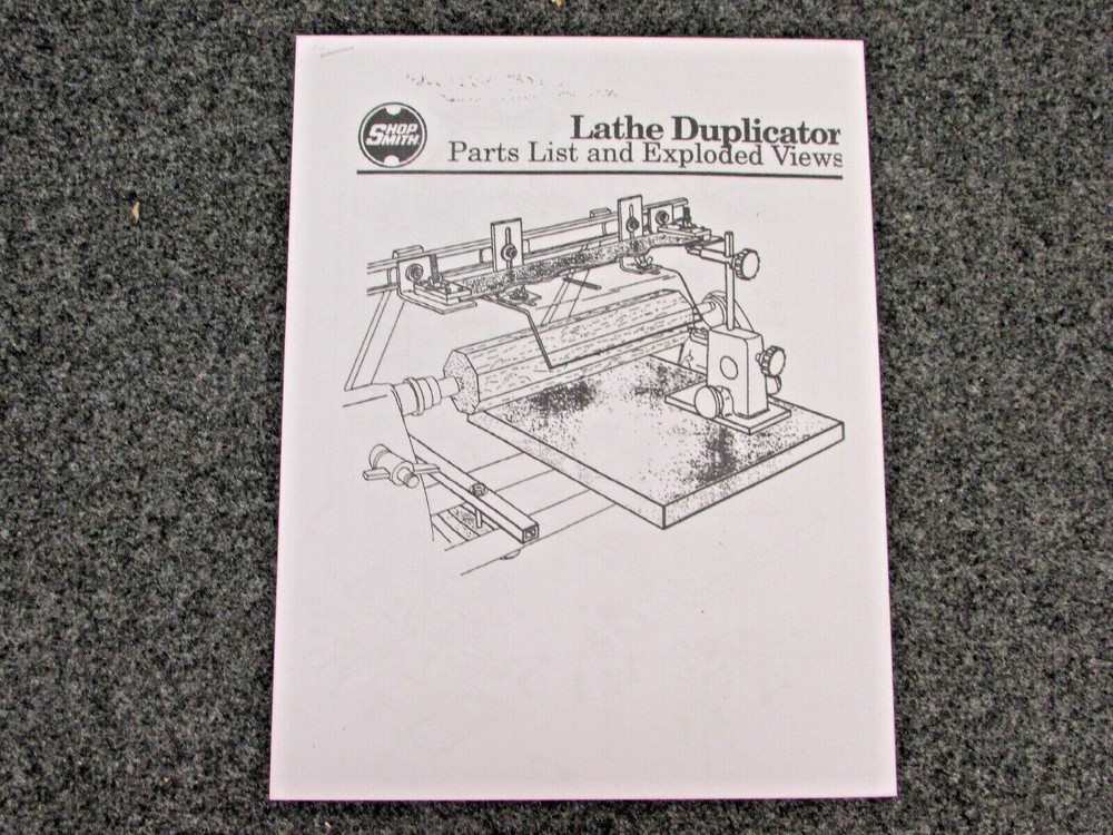 SHOPSMITH LATHE DUPLICATOR PARTS MANUAL w/ EXPLODED VIEWS