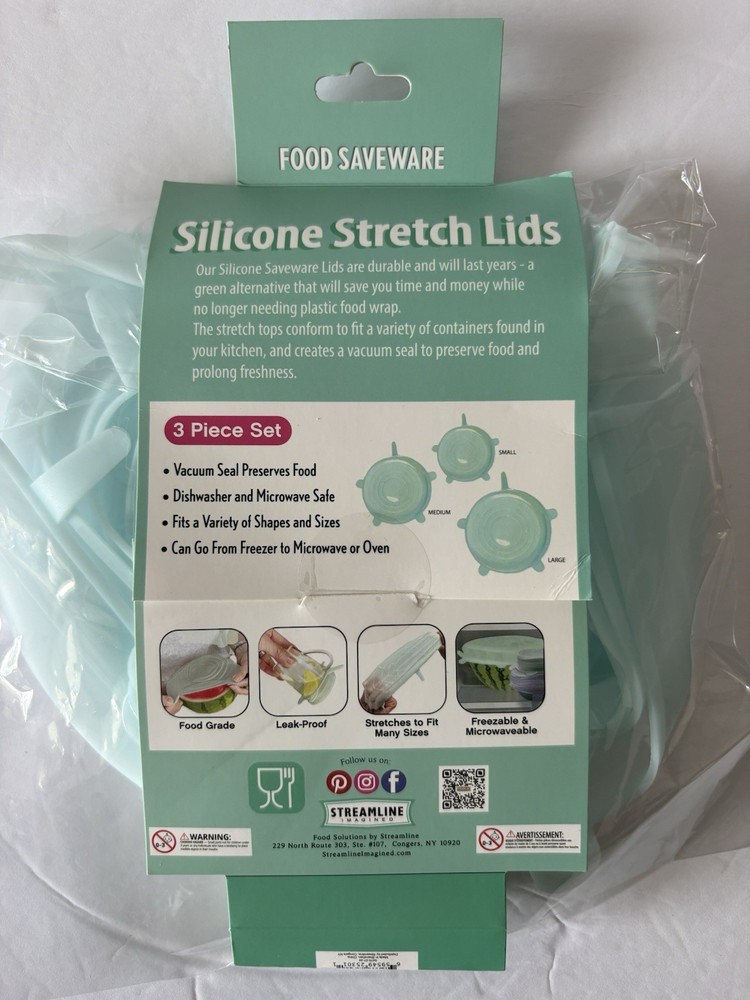 Food Saveware Stretch Silicon Lids Three Pack New