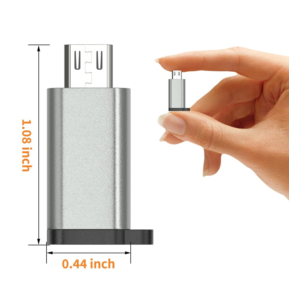 USB-C to Micro USB Adapter, 3-Pack Type C Female Male Grey