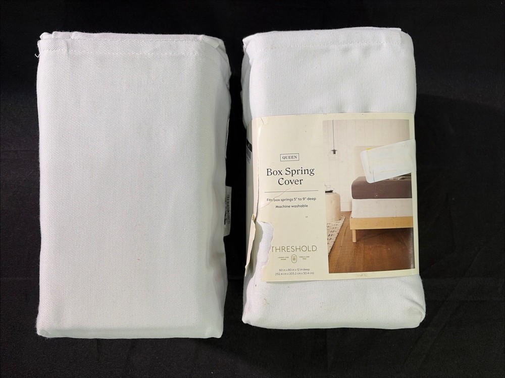 Box Spring Cover White Size QUEEN - Threshold (Qty 2)