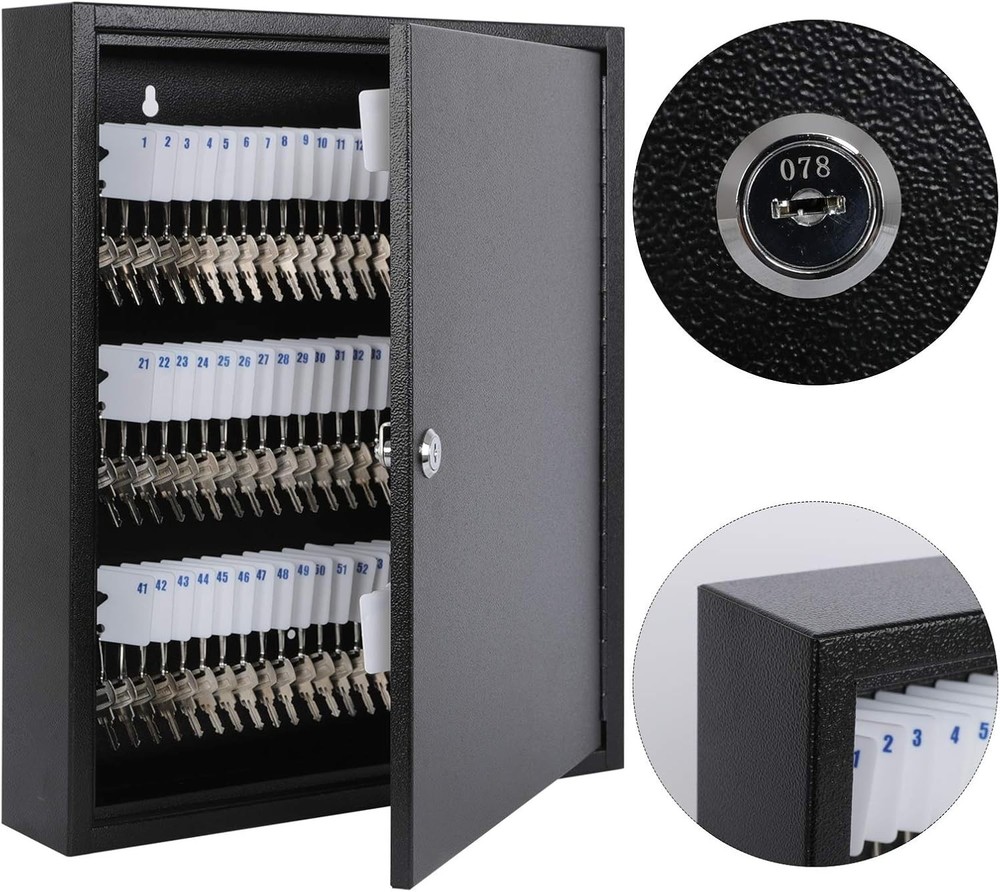 Secure Key Storage Box with 100 Key Rings
