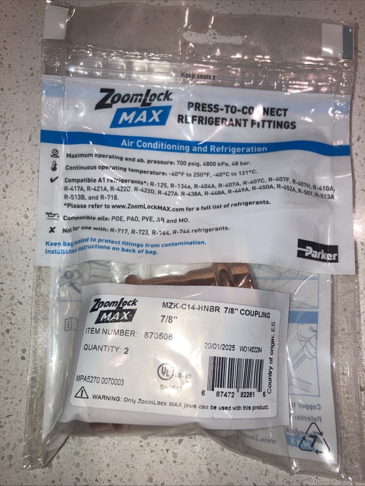 Zoomlock 870506 7/8 Coupling Qty-2 Per Package