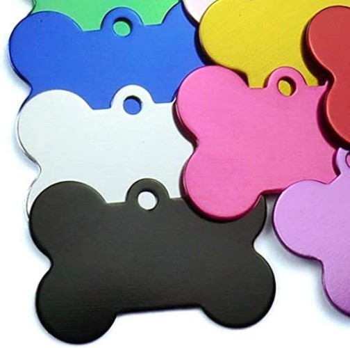 20 Pcs Vibrant Bone Shaped Pet ID Tags – Double-Sided, Engravable Aluminum
