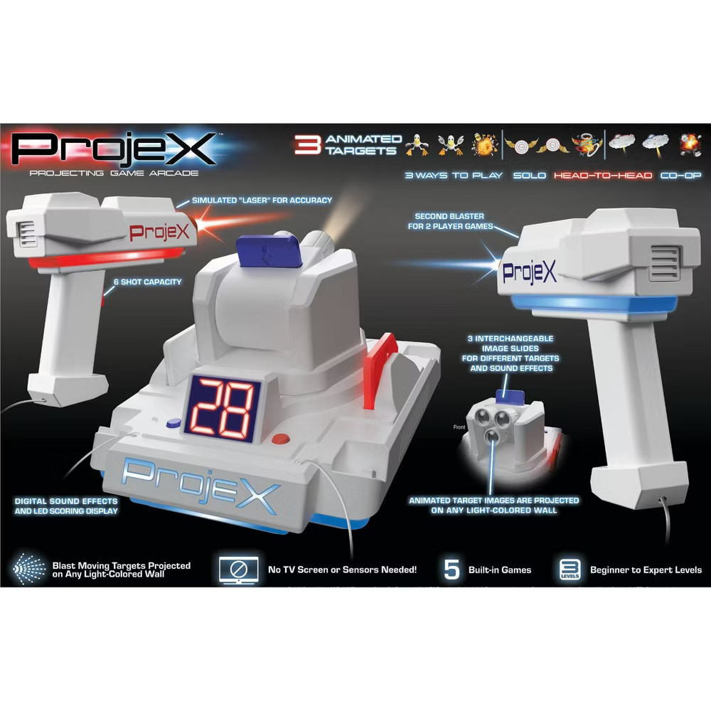 ProjeX Image Projecting Arcade Game 1PC Blasters 5 Built-In Games Projected