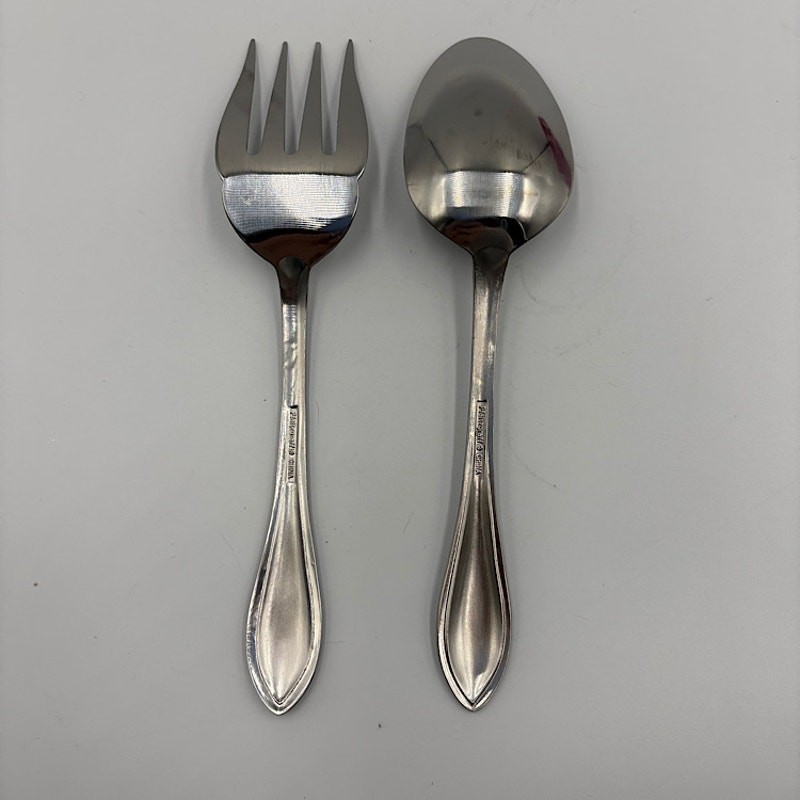 Pfaltzgraff American Bead Serving Spoon & Fork Flatware Serveware Utensils