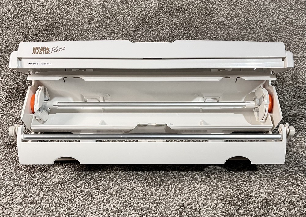 Wrapmaster WM1500 Plastic Wrap Dispenser White Single Roll with Hidden Cutter