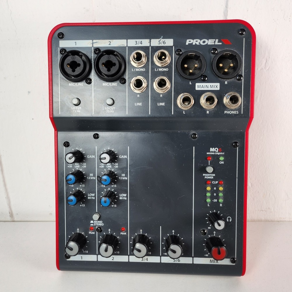 Proel Mq6 6-Input 2-Bus Compact Analog Mixer