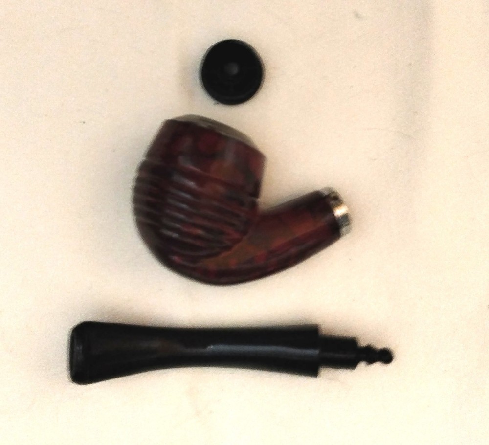 New Brown smoking pipe with filter and cig. holder