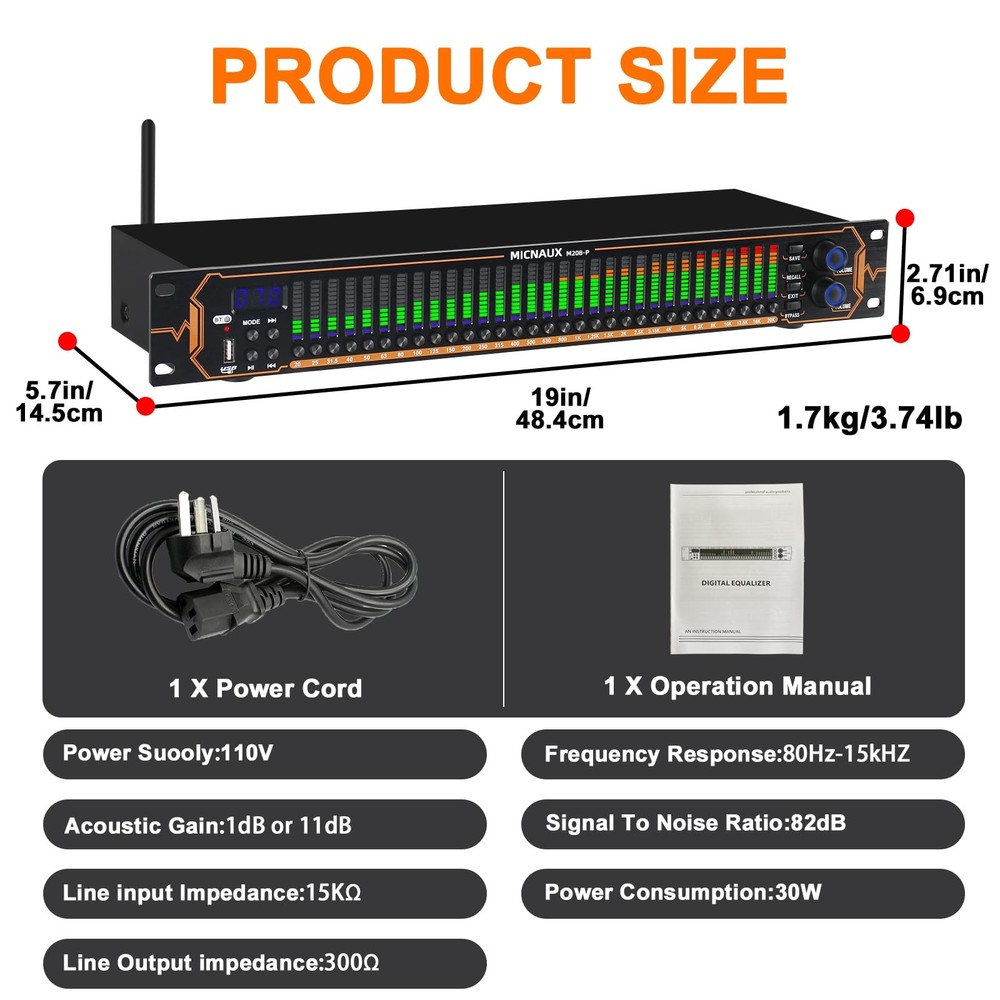 Equalizer for Home Stereo Audio System, Professional 31-Band Graphic Equalize...