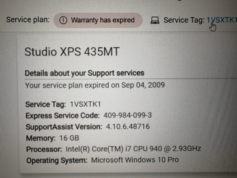 DELL STUDIO XPS 435MT TOWER PC INTEL i7-920 2.93 Gz