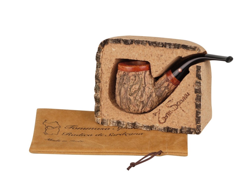 TOM SPANU HANDCUT CORK COVERED GOOD SIZED FULL BENT 9MM BRIAR PIPE * NEW *