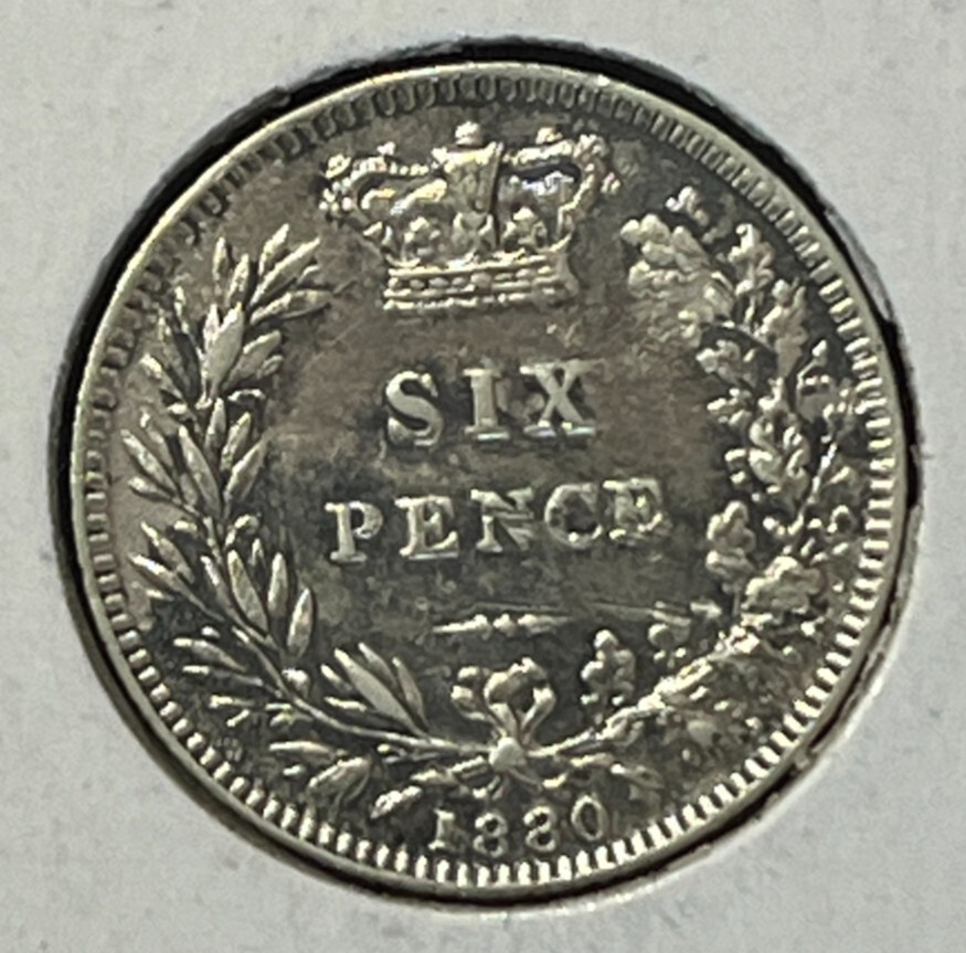 Great Britain 1880 six pence Higher Grade Cleaned