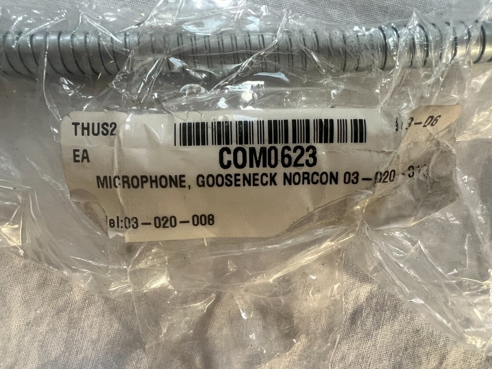 Norcon Communications Gooseneck Microphone, Wired, Silver, Model 03-020-008