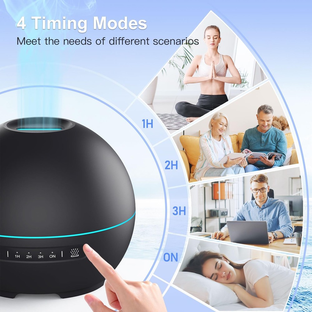 THIMONES 2 Pack Essential Oil Diffuser for Home - 200ml Black+black