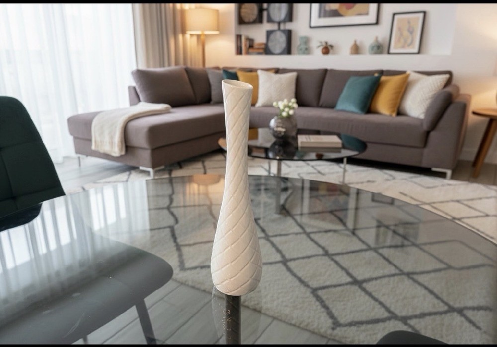 Twisted Lattice Ceramic Bud Vase