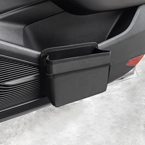 Car Trash Can, Foldable Multifunctional Hanging Storage Box Trash Can black