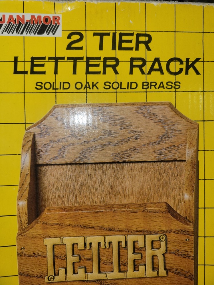 Vintage 2 Tier Letter Rack Solid Oak Solid Brass