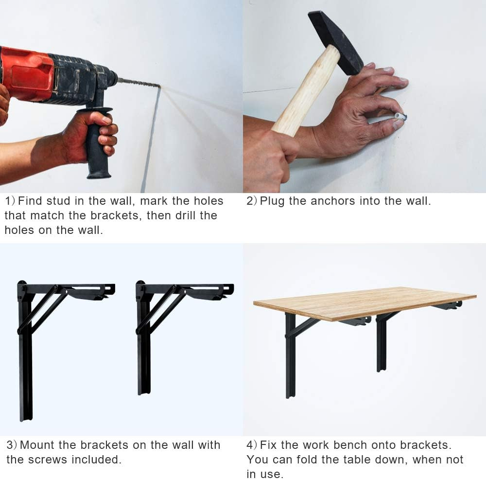 Wall Mounted Folding Workbench Heavy Duty Fold down Table Utility Bench Solution