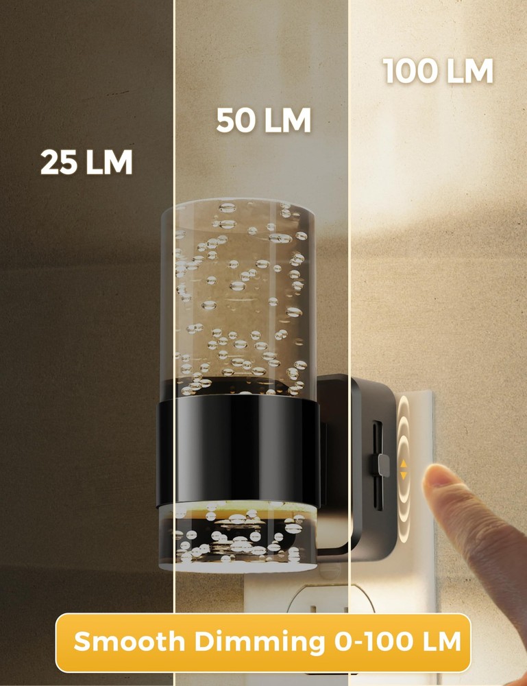 Night Light,Dimmable Night Lights Plug into Wall, 2 Pack Acrylic Nightlights ...