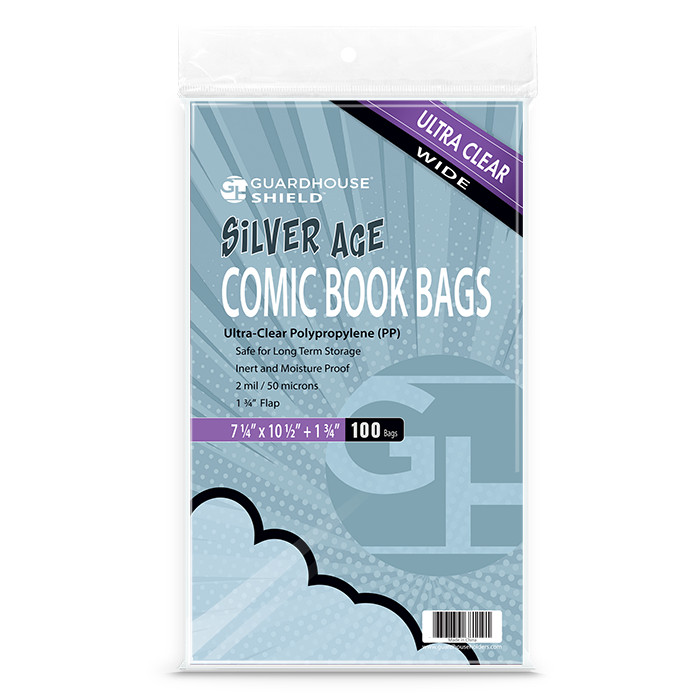 Guardhouse SHIELD Bag Wide Thicker Silver Age Comic Poly bags 7 1/4"