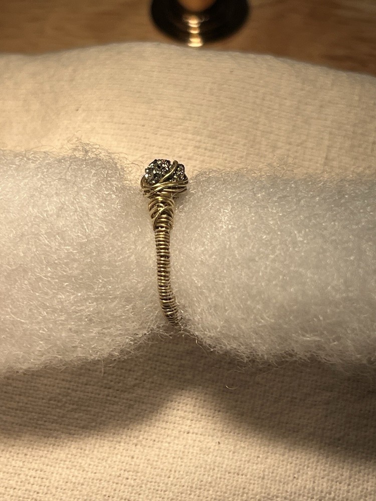 Handmade Pyrite And Gold Ring