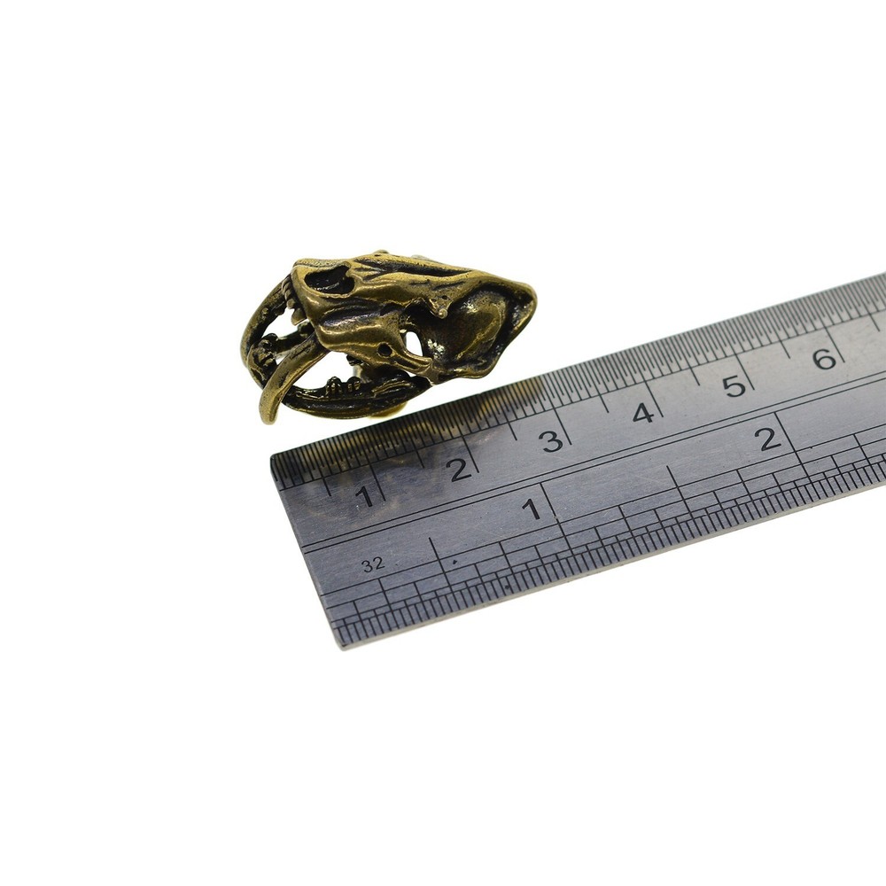 3D Brass Dinosaur Sabretooth Skull Head Pin Batch Button Screw Back EDC DIY