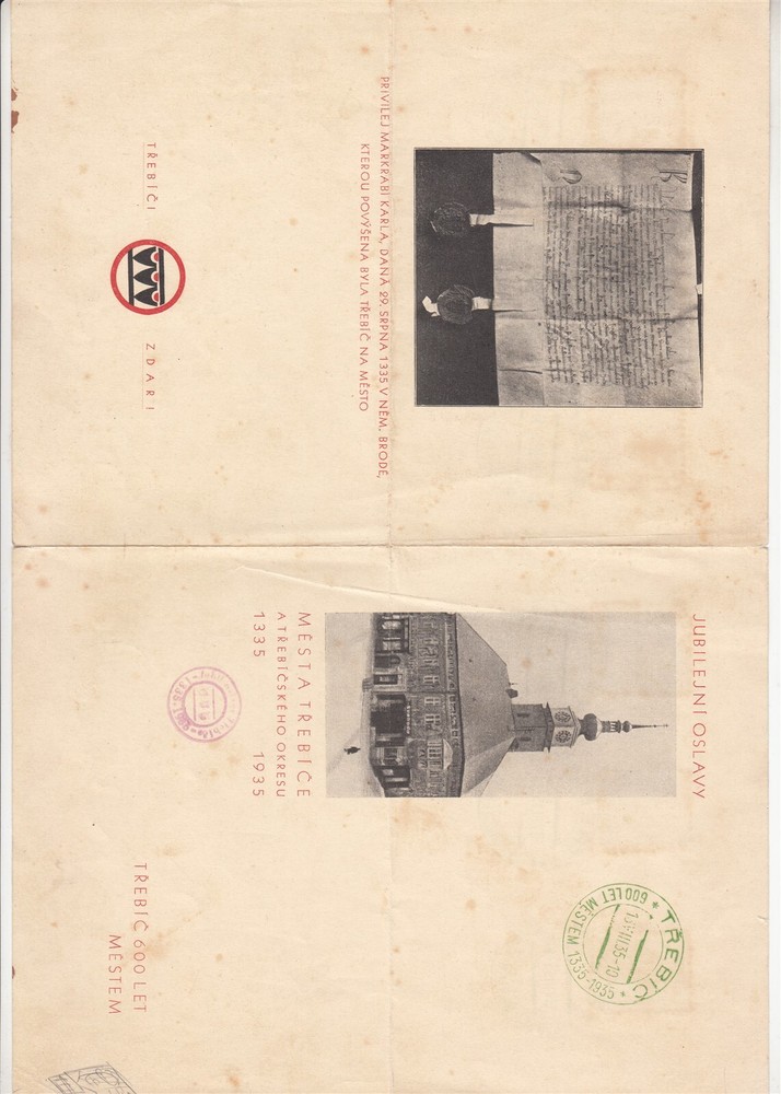CZECH Republic 1935 TREBIC Jubilee booklet