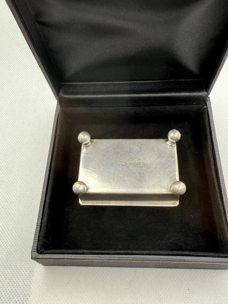 Antique Solid Silver Two Division Stamp Box Stamp 6cm x 4cm