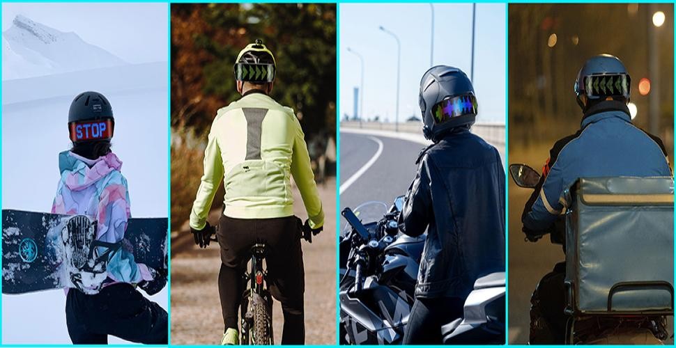 LED Helmet Display Rgb Programmable Warning Light Motorcycle Bike App Screen