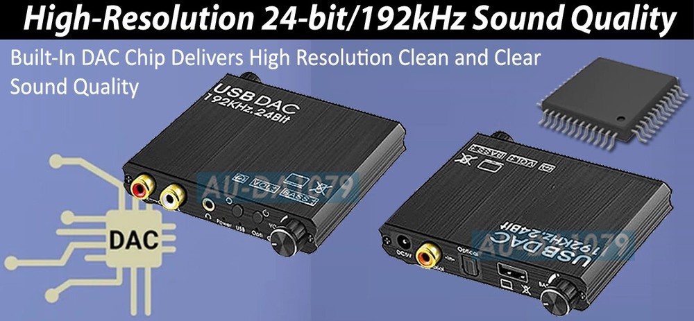 2-in-1 DAC Digital Audio decoder USB Sound Card Plug-n-Play 192kHz High Sampling