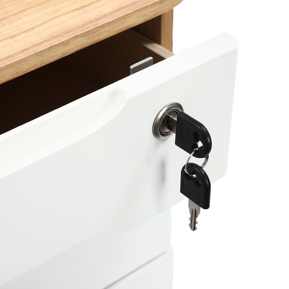Wooden 3-Tier Desktop Organizer with Locking Drawers for Efficient Storage