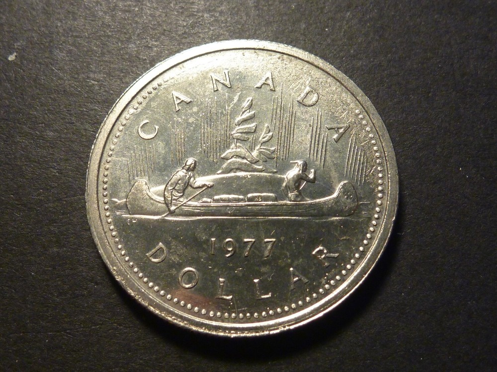 Error: Canada 1977 Det. Jwl. FWL BU $1 with strike-through errors both sides