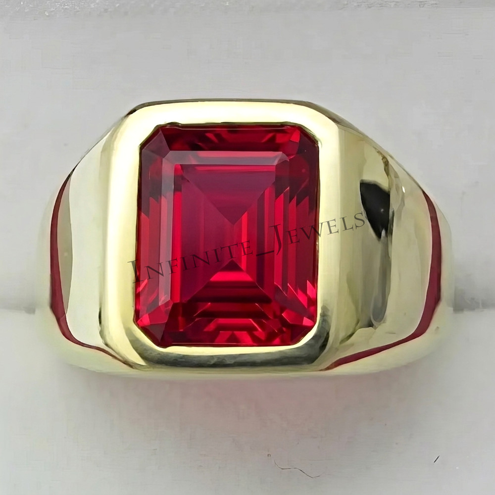 Solid 925 Sterling Silver With Ruby Gemstone Handmade Ring for Men's All Size