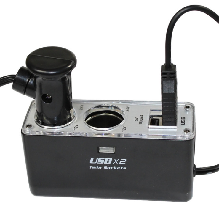 2 Ways Car Cigarette Lighter Socket 12V Dual USB Charger Splitter Power Adapter