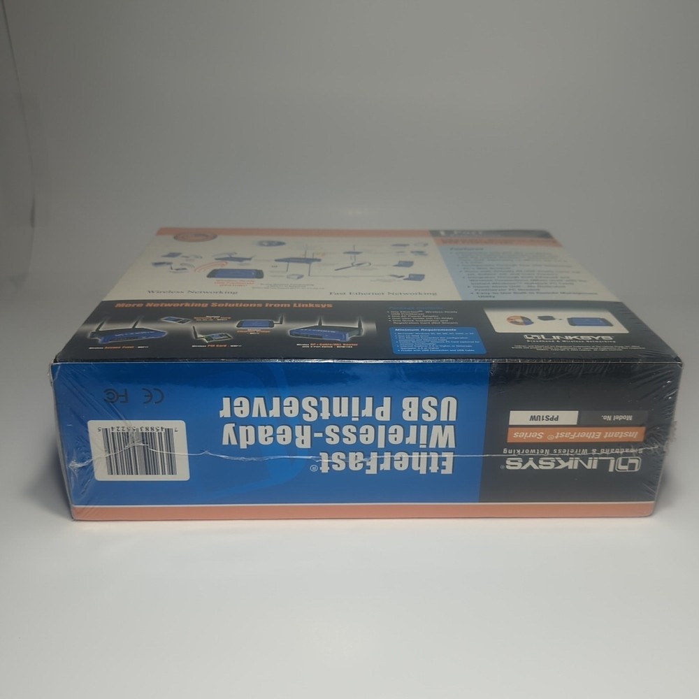 Linksys EtherFast Wireless Ready USB 1 Port PrintServer PPS1UW Sealed
